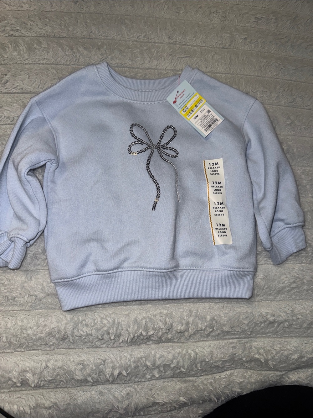 Cat & Jack Baby Blue Sweatshirt with Sequin Bow Detail